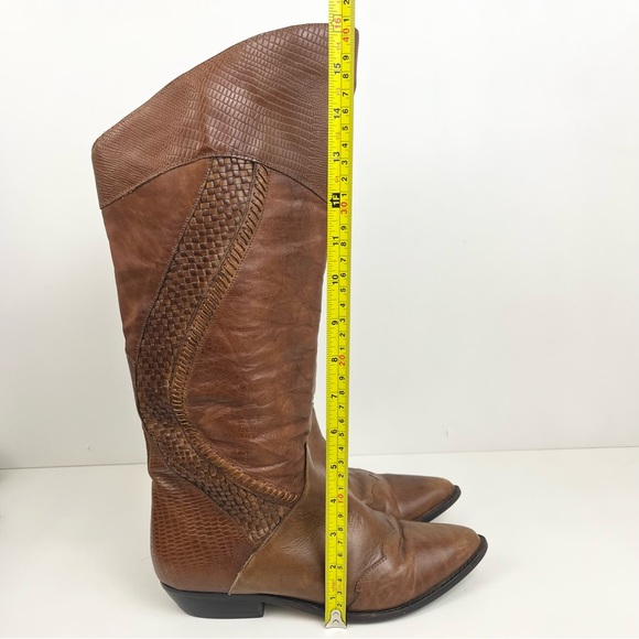 1st Edition Brown Woven Braided Leather Cowboy Boots Women’s Size 8 - Picture 7 of 15